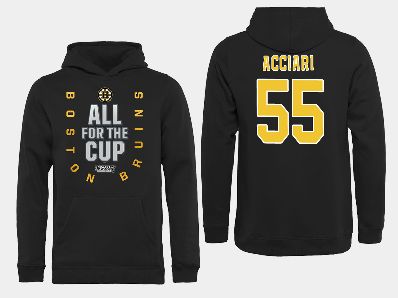 NHL Men Boston Bruins 55 Acciari Black All for the Cup Hoodie